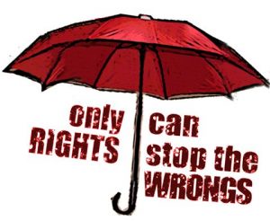 Logo "only rights can stop the wrongs"